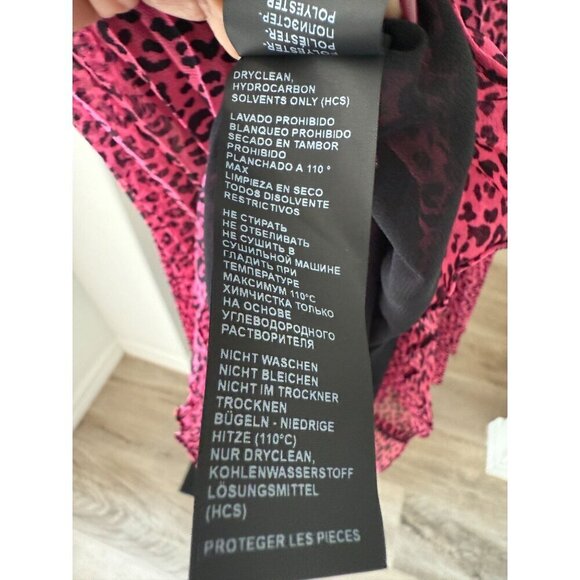 NWT THE KOOPLES Short Pleated Pink & Black Leopard Print Dress Deep V-Neck Sz 6 - Picture 6 of 15
